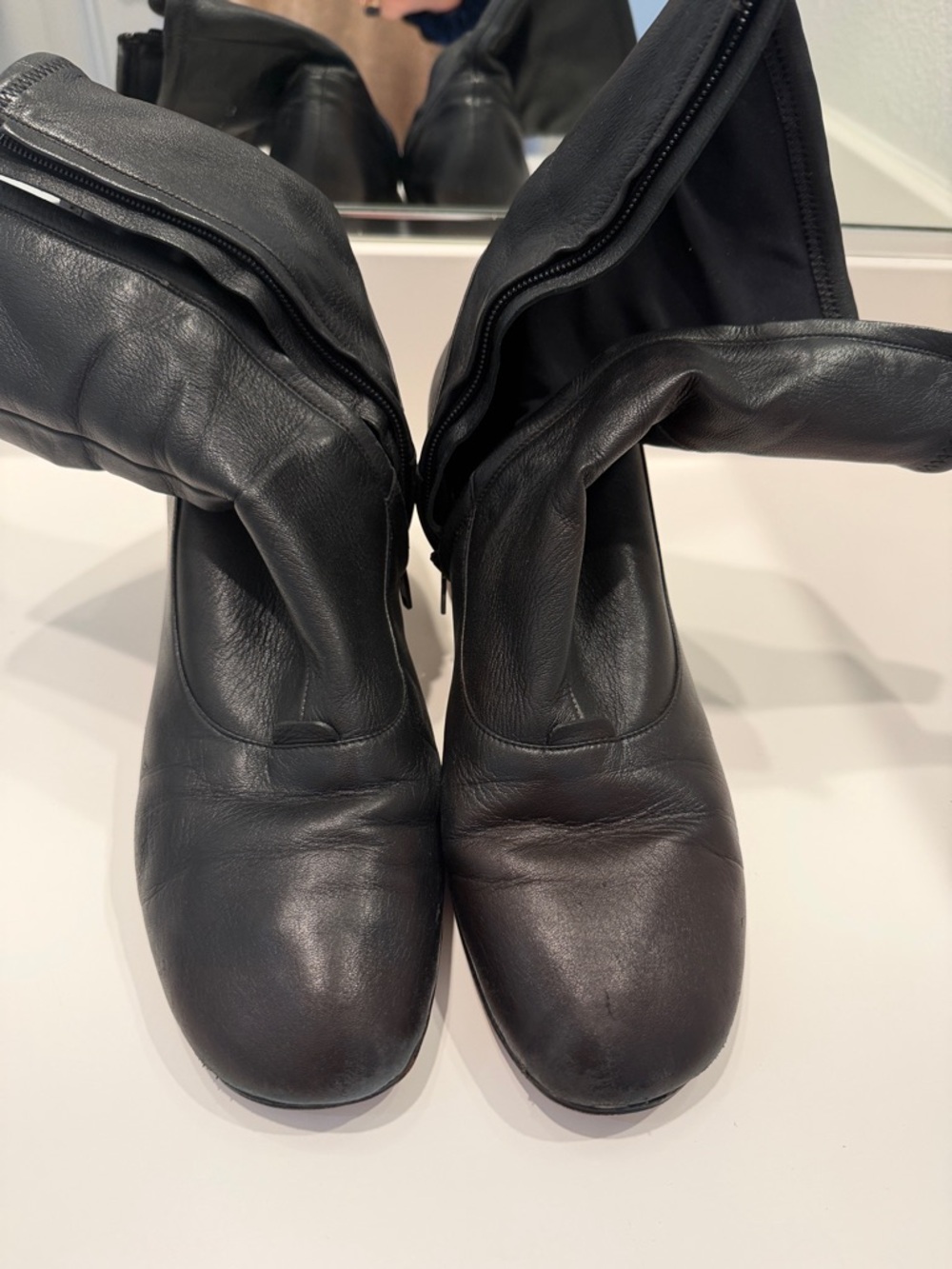 Celine Black Leather Fold-Over Ankle Booties